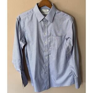 Roundtree & Yorke Blue Checked Cotton Dress Shirt 15.5/32 Gold Label